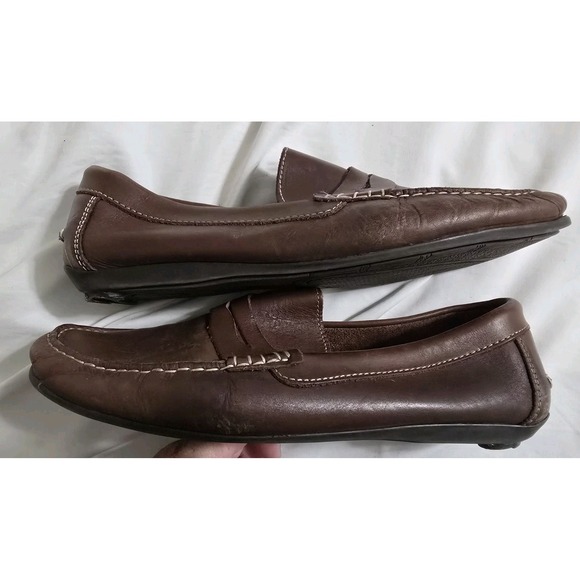 Florsheim Men's Penny Loafers Brown Leather Driving Racing Shoes Size 12 - Picture 6 of 7